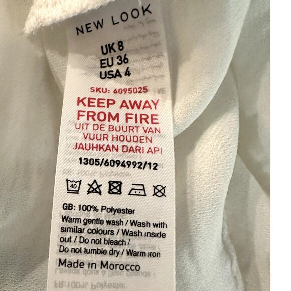 New Look – Sasha Square Neck Button Shoulder Top – White – US 4 - Picture 3 of 4